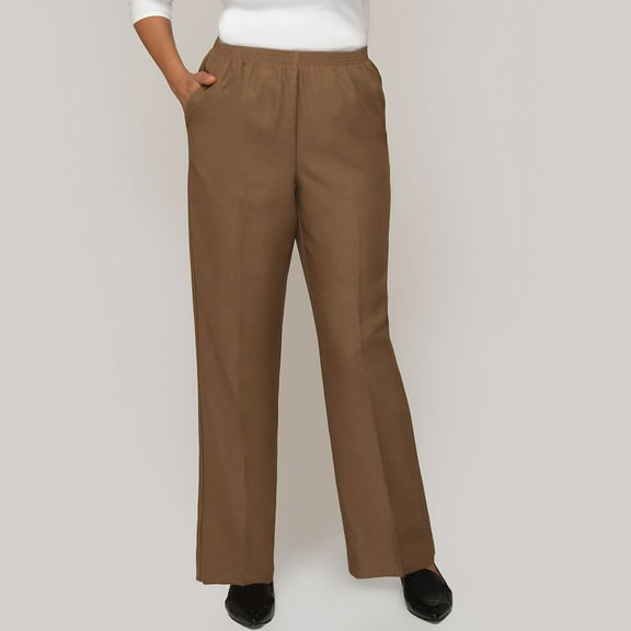 Alfred Dunner Womens Petite Classic Signature Fit Textured Trousers With All-Around Elastic Waistband