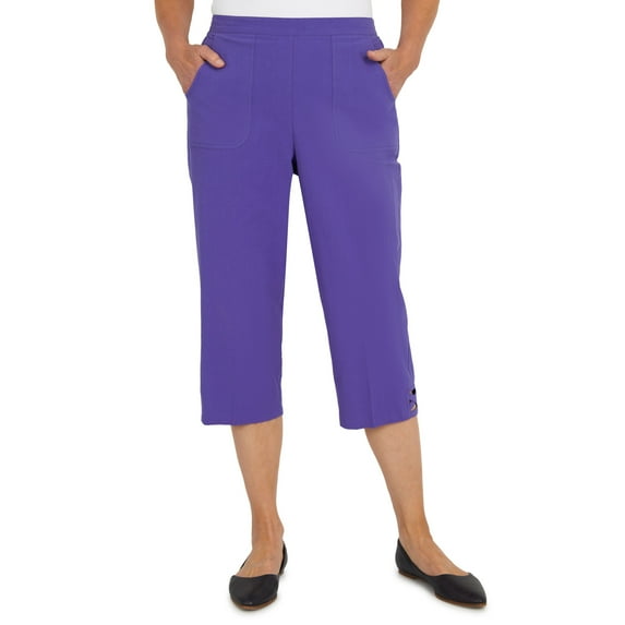 Alfred Dunner Womens Petite Criss Cross Structured Capri