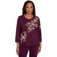 thumbnail image 1 of Alfred Dunner Womens Petite Diagonal Floral Embroidered Sweater, 1 of 4