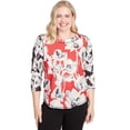 thumbnail image 1 of Alfred Dunner Womens Petite Dynamic Floral Vintage Watercolor Top, 1 of 4
