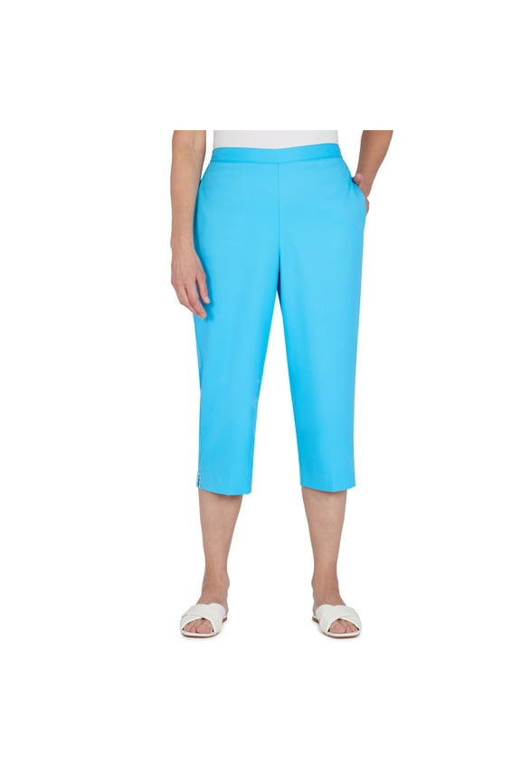 Womens Petite  Embellished Cuff Twill Capri