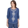 thumbnail image 1 of Alfred Dunner Womens Petite Embroidery Centered Tie Sleeve Top, 1 of 4