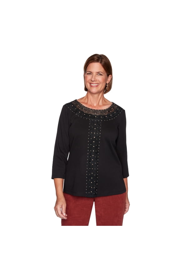 Womens Petite Essential Solid Lightweight Knit Top