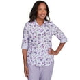 thumbnail image 1 of Alfred Dunner Womens Petite Floral Contrast Cuff Button Down Top, 1 of 4