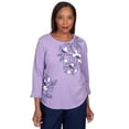 thumbnail image 1 of Alfred Dunner Womens Petite Floral Embroidery Flutter Sleeve Top, 1 of 6