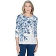 thumbnail image 1 of Alfred Dunner Womens Petite  Floral Shimmer Three Quarter Sleeve Top, 1 of 6