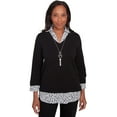 thumbnail image 1 of Alfred Dunner Womens Petite Heart Woven Trim Two In One Sweater, 1 of 4