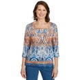 thumbnail image 1 of Alfred Dunner Womens Petite Medallion Bordered Square Neck Top, 1 of 4