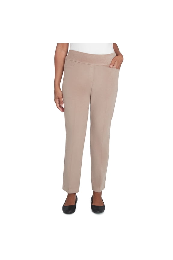 Womens Petite Modern Corduroy Faux Fly Front Average Length Pant
