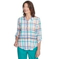 thumbnail image 1 of Alfred Dunner Womens Petite Plaid Knit Button Front Top, 1 of 4