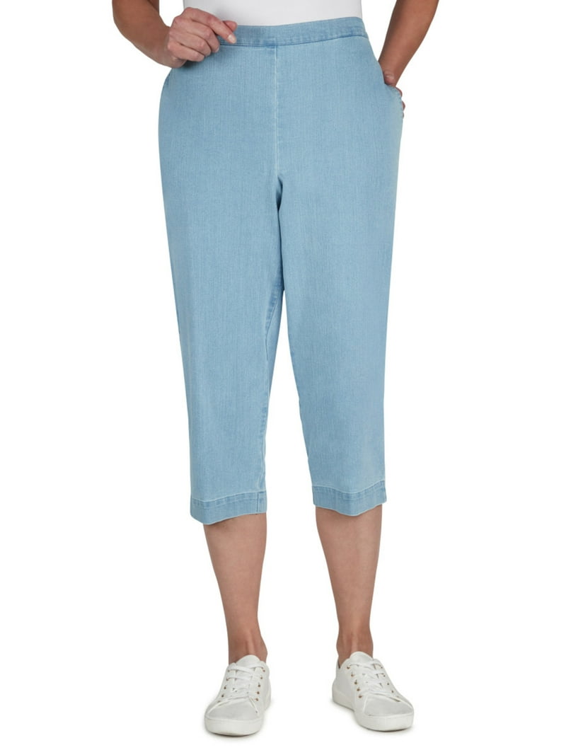 Alfred Dunner Womens Petite Relaxed Denim Capri