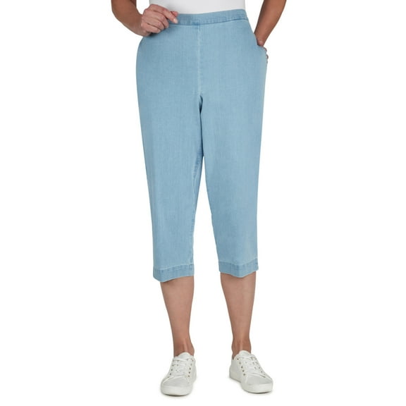 Alfred Dunner Womens Petite Relaxed Denim Capri