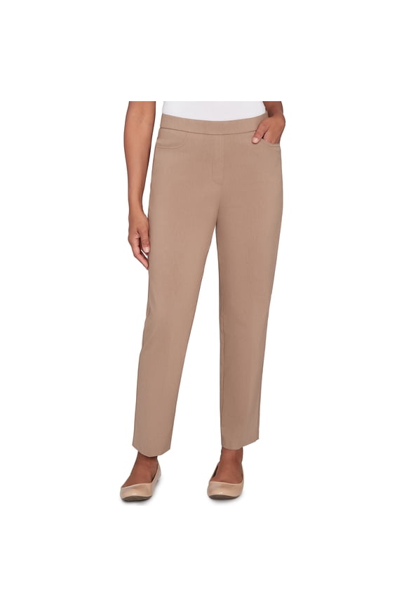 Womens Petite Smooth Front Easy Fit Average Length Pant