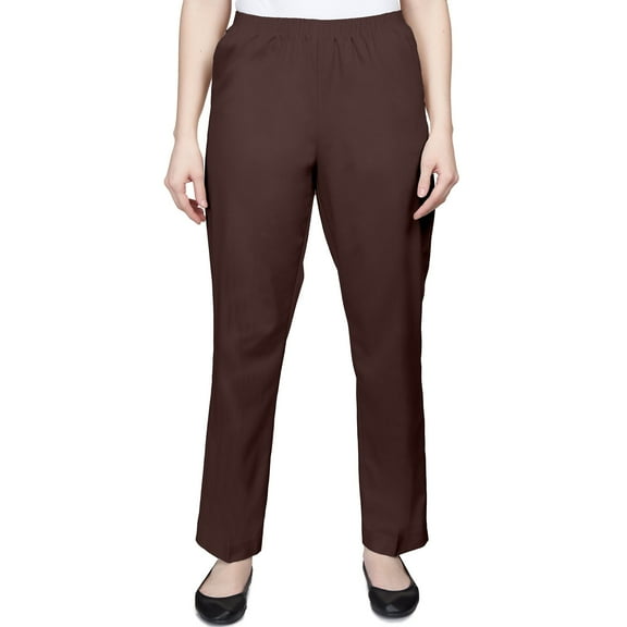 Alfred Dunner Womens Petite Soft Twill Mid-Rise Regular Fit Straight Leg Casual Pant