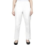 Alfred Dunner Womens Petite Soft Twill Mid-Rise Regular Fit Straight Leg Regular Length Casual Pant