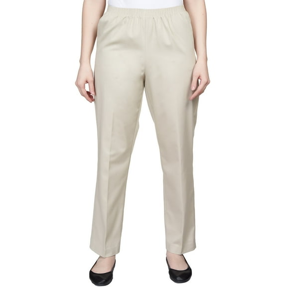 Alfred Dunner Womens Petite Soft Twill Mid-Rise Regular Fit Straight Leg Casual Pant