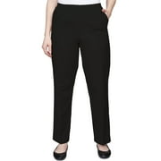 ALFRED DUNNER Womens Petite Soft Twill Mid-Rise Regular Fit Straight Leg Casual Pant