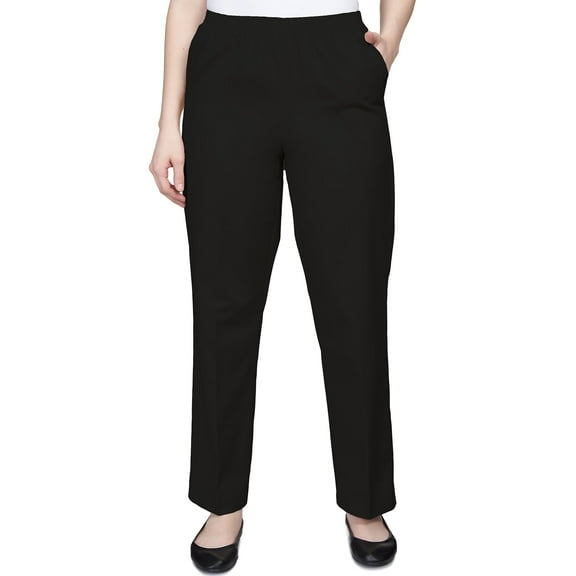 Alfred Dunner Womens Petite Soft Twill Mid-Rise Regular Fit Straight Leg Casual Pant