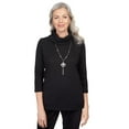 thumbnail image 1 of Alfred Dunner Womens Petite Solid Cowl Neck Top With Necklace, 1 of 6