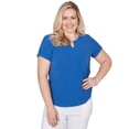 thumbnail image 1 of Alfred Dunner Womens Petite Solid Rolled Short Sleeve Tee, 1 of 4