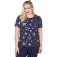 thumbnail image 1 of Alfred Dunner Womens Petite Sparkling Foil Stars Tee, 1 of 4