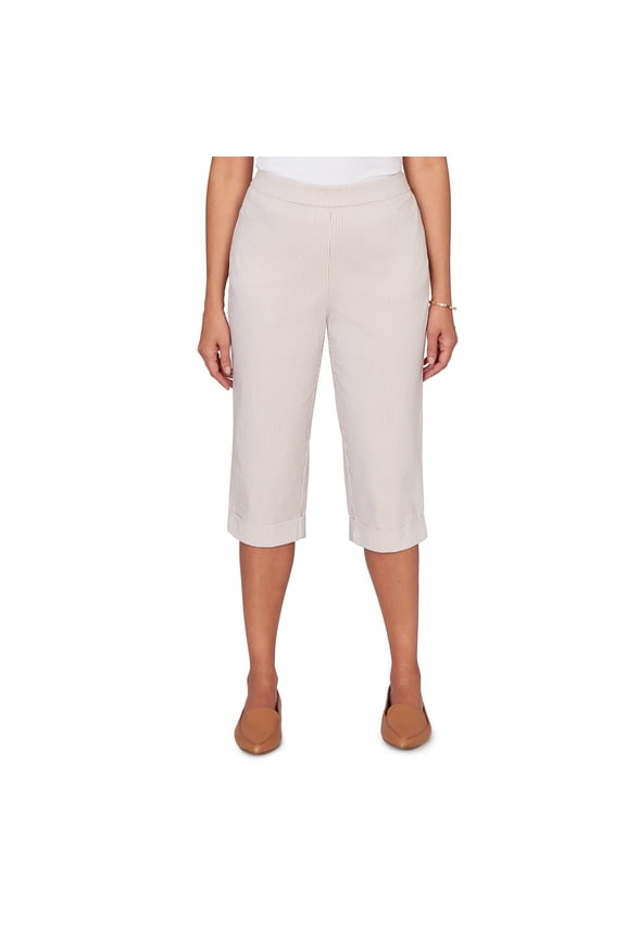 Womens Petite Stretch Stripe Clamdigger Capri Pant