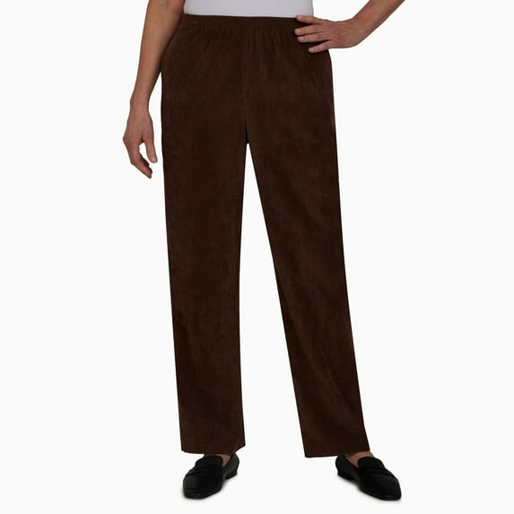 Alfred Dunner Womens Petite Classic Corduroy Pull-On Average Length Pant