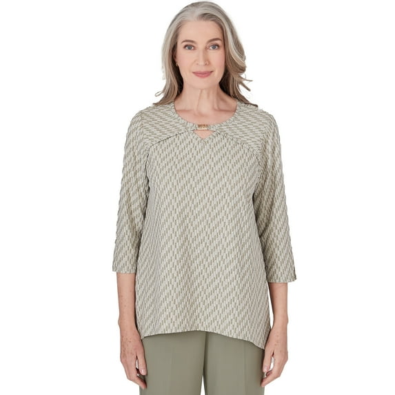 Alfred Dunner Womens Petite Sunset Rib Knit Top
