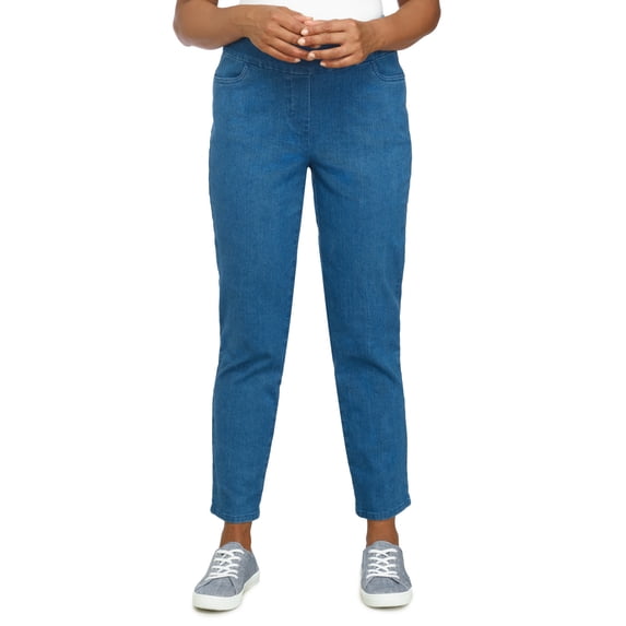 Alfred Dunner Womens Petite Super Stretch Mid- Rise Short Length Pant