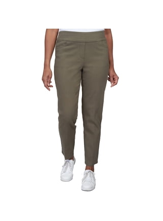 Alfred Dunner Women's Petite Solid Medium Pant - Casual Elastic Waist Pants With Pockets