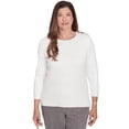 thumbnail image 1 of Alfred Dunner Womens Petite Textured Cable Button Shoulder Sweater, 1 of 4