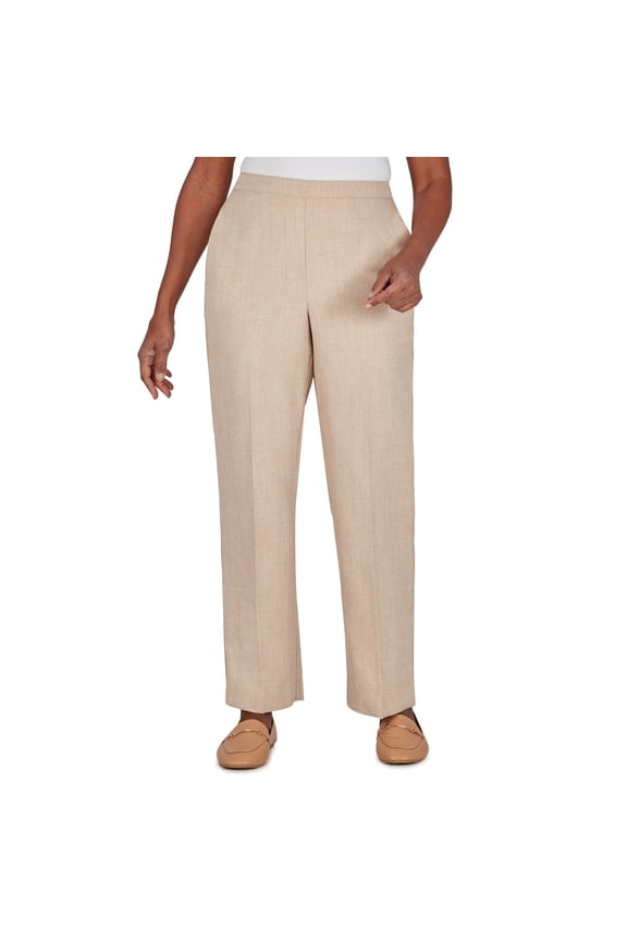 Womens Petite Textured Regular Fit Average Length Pant