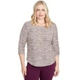 thumbnail image 1 of Alfred Dunner Womens Petite Textured Shimmer Space Dye Top With Necklace, 1 of 4