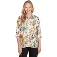 thumbnail image 1 of Alfred Dunner Womens Petite Tropical Bird Button Front Top, 1 of 4