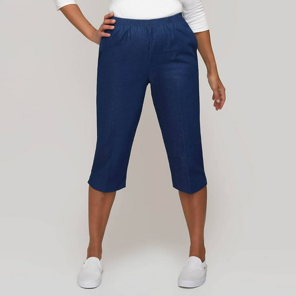 Alfred Dunner Womens Petite Relaxed Fit Denim Capri