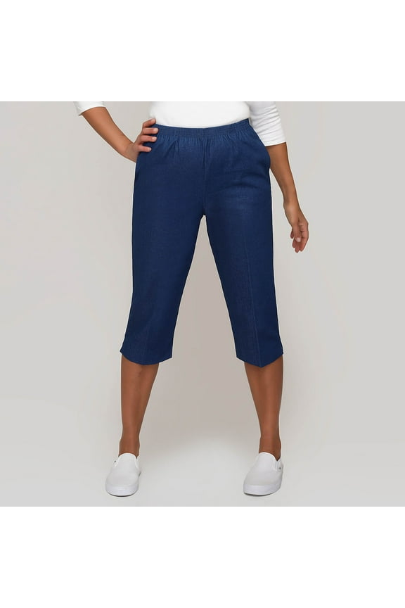 Womens Petite Relaxed Fit Denim Capri