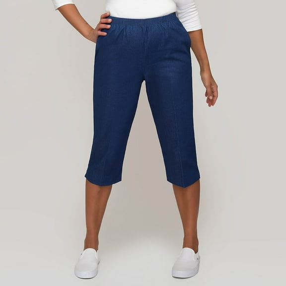 Alfred Dunner Womens Petite Relaxed Fit Denim Capri
