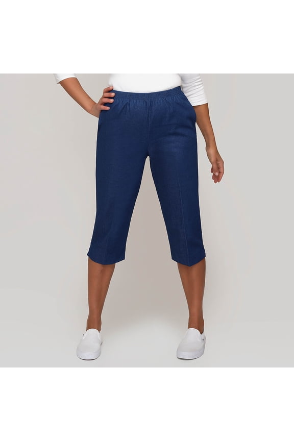 Womens Petite Relaxed Fit Denim Capri