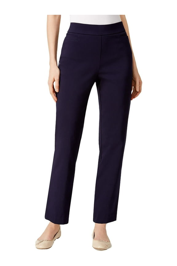 Womens Petite Classic Allure Fit Proportioned Pant With Elastic Comfort Waistband