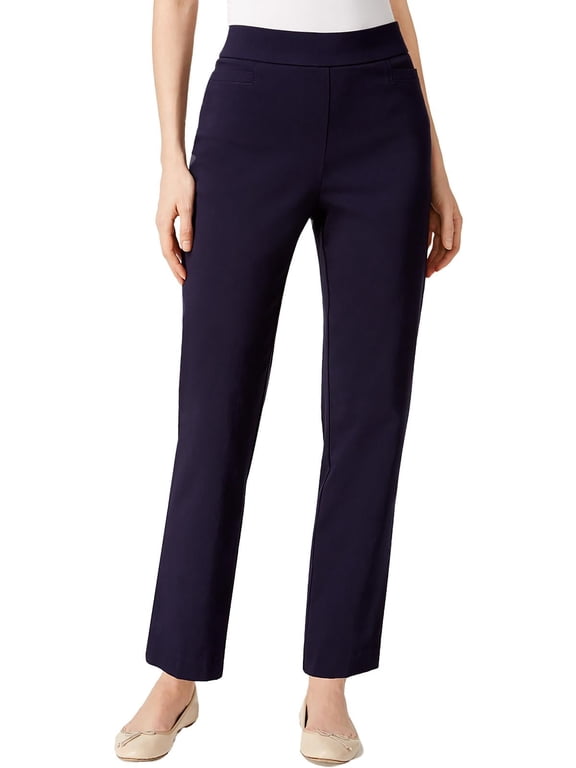 Womens Petite Classic Allure Fit Proportioned Pant With Elastic Comfort Waistband