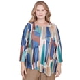 thumbnail image 1 of Alfred Dunner Womens Plus-Size Abstract Stained Glass Crew Neck Top, 1 of 4