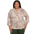 thumbnail image 1 of Alfred Dunner Womens Plus-Size Animal Burnout Button Front Top, 1 of 4
