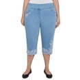 thumbnail image 1 of Alfred Dunner Womens Plus-Size Classic Floral Embroidered Denim Capri, 1 of 4