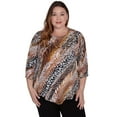 thumbnail image 1 of Alfred Dunner Womens Plus-Size  Diagonal Animal Print Top With Necklace, 1 of 6