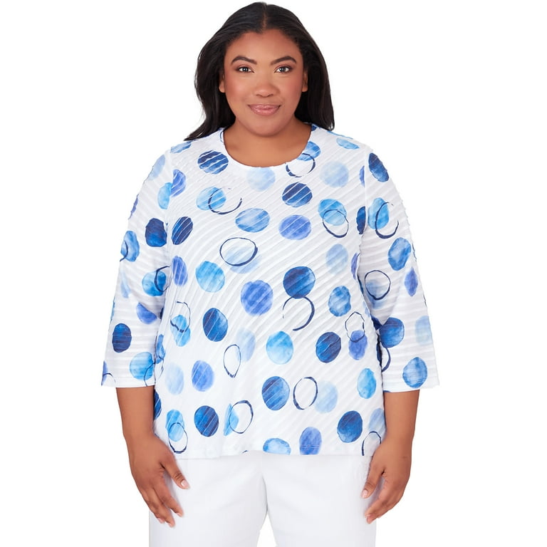 Alfred Dunner Womens Plus Size Dotted Three Quarter Sleeve Top Walmart