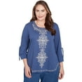 thumbnail image 1 of Alfred Dunner Womens Plus-Size Embroidery Centered Tie Sleeve Top, 1 of 4