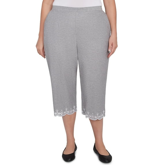 Alfred Dunner Womens Plus-Size Eyelet Embroidered Capri
