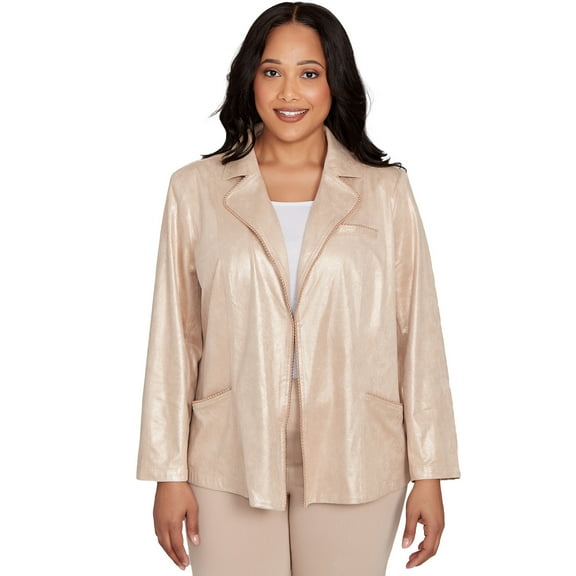 Alfred Dunner Womens Plus-Size Faux Suede Shimmer Jacket