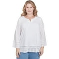 thumbnail image 1 of Alfred Dunner Womens Plus-Size Floral Embroidered Eyelet Trim Top, 1 of 4