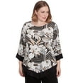 thumbnail image 1 of Alfred Dunner Womens Plus-Size Floral Geometric Crewneck Top With Necklace, 1 of 4